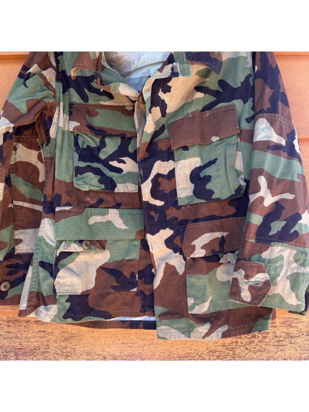 Woodland Camouflage Combat Jacket Small XX-Short Ripstop Cotton/Nylon Blend By A - Picture 8 of 10